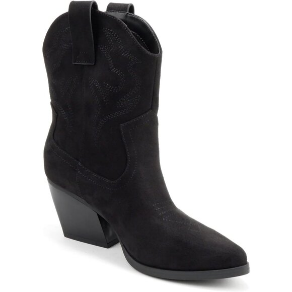 Blazing Ankle Boot Women Black Pointe Toe  Low Heel - Picture 5 of 6